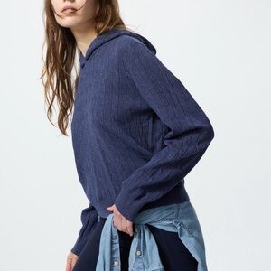 Uniqlo Set Navy Cable Knit Hoodie and Bottoms (sold together)